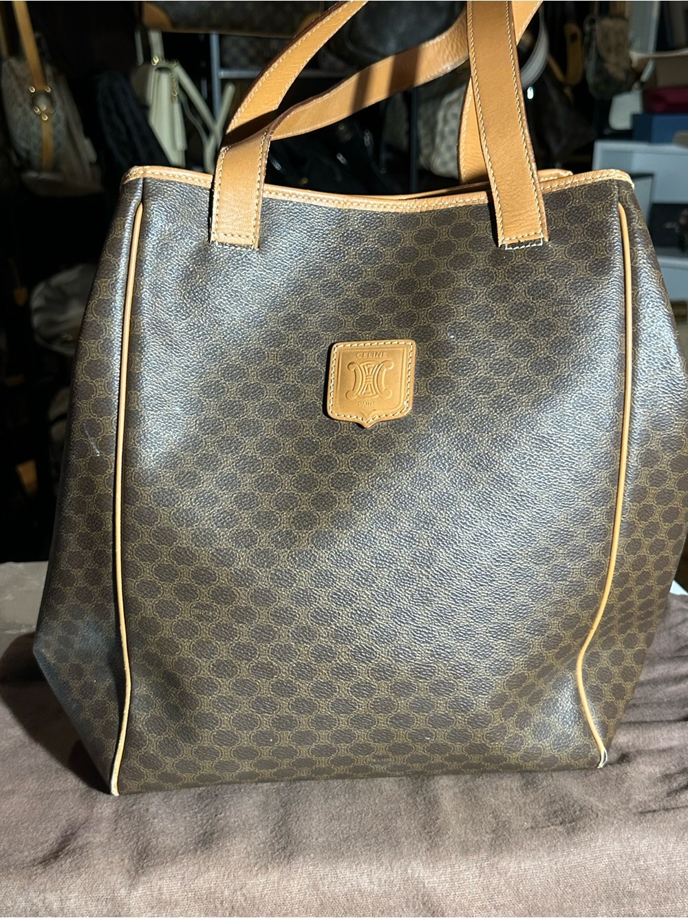 Celine Tan Leather Shoulder Bag - Caramel Tone